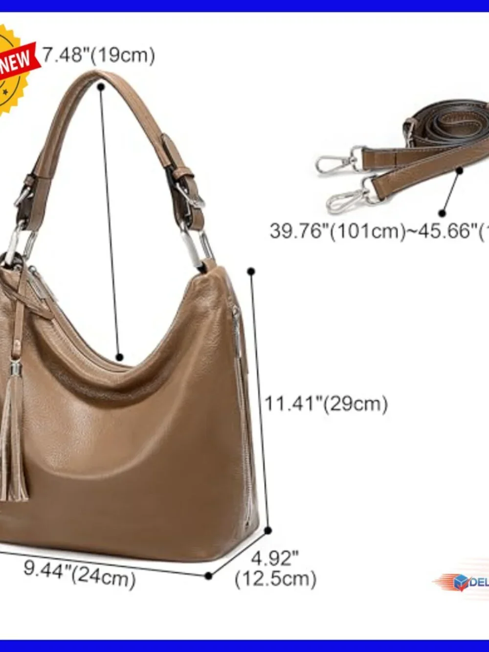 Large Genuine Leather Hobo Bag Convertible Shoulder Crossbody Purse